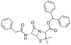 (6R)-6-(Benzylcarbonylamino)-3,3-dimethyl-7-oxo-4-thia-1-azabicyclo[3.2.0]heptane-2-carboxylic acid diphenylmethyl ester Structure