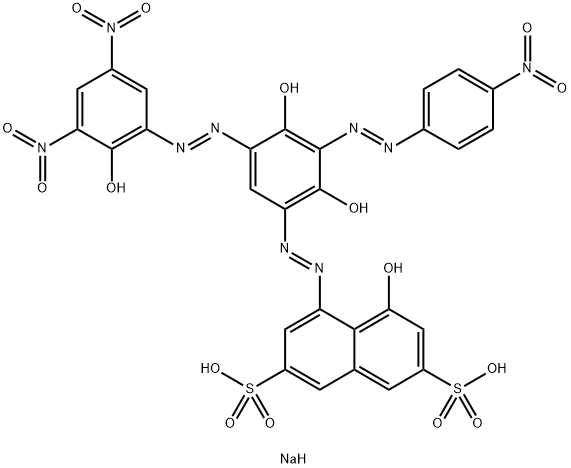 disodium 4-[[2,4-dihydroxy-5-[(2-hydroxy-3,5-dinitrophenyl)azo]-3-[(4-nitrophenyl)azo]phenyl]azo]-5-hydroxynaphthalene-2,7-disulphonate  구조식 이미지