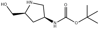 Carbamic acid, [(3S,5S)-5-(hydroxymethyl)-3-pyrrolidinyl]-, 1,1-dimethylethyl 구조식 이미지