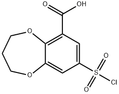 8-(chlorosulphonyl)-3,4-dihydro-2H-benzo-1,5-dioxepin-6-carboxylic acid 구조식 이미지