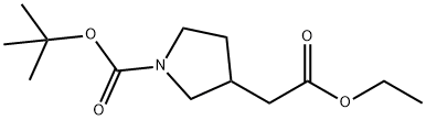 3-PYRROLIDINEACETIC ACID, 1-[(1,1-DIMETHYLETHOXY)CARBONYL]-, ETHYL ESTER 구조식 이미지