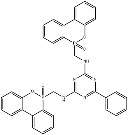 N,N'-Bis(6-oxo-6H-dibenz[c,e][1,2]oxaphosphorin-6-ylmethyl)-6-phenyl-1,3,5-triazine-2,4-diamine Structure