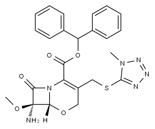 (6β)-3-(1-Methyl-1H-tetrazole-5-ylthiomethyl)-7α-amino-7-methoxy-8-oxo-5-oxa-1-azabicyclo[4.2.0]octa-2-ene-2-carboxylic acid benzhydryl ester 구조식 이미지