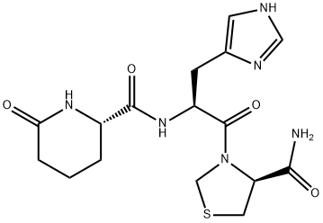 [2S-[2R*[R*(R*)]]]-N-[2-[4-(aminocarbonyl)-3-thiazolidinyl]-1-(1H-imidazol-4-ylmethyl)-2-oxoethyl]-6-oxopiperidine-2-carboxamide 구조식 이미지