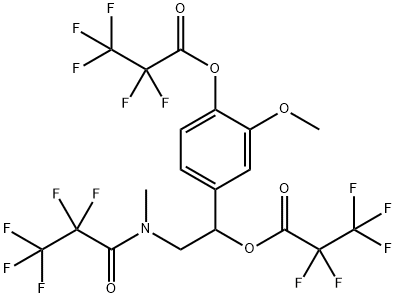 2,2,3,3,3-Pentafluoropropanoic acid 2-methoxy-4-[2-[methyl(2,2,3,3,3-pentafluoro-1-oxopropyl)amino]-1-(2,2,3,3,3-pentafluoro-1-oxopropoxy)ethyl]phenyl ester 구조식 이미지
