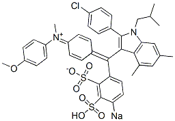 N-[4-[[2-(4-Chlorophenyl)-1-(2-methylpropyl)-4,6-dimethyl-1H-indol-3-yl](2-sulfonato-4-sodiosulfophenyl)methylene]-2,5-cyclohexadien-1-ylidene]-N-methyl-4-methoxybenzenaminium Structure