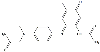 2-[[4-[[2-(carbamoylamino)-5-methyl-4-oxo-2,5-cyclohexadien-1-ylidene]amino]phenyl]ethylamino]acetamide 구조식 이미지