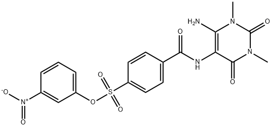 Benzenesulfonic  acid,  4-[[(6-amino-1,2,3,4-tetrahydro-1,3-dimethyl-2,4-dioxo-5-pyrimidinyl)amino]carbonyl]-,  3-nitrophenyl  ester 구조식 이미지