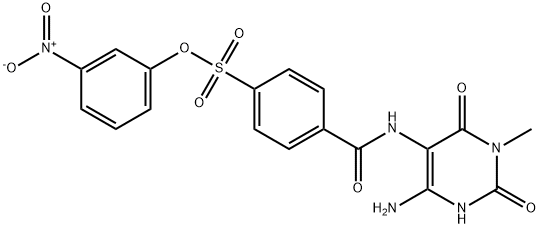 Benzenesulfonic  acid,  4-[[(4-amino-1,2,3,6-tetrahydro-1-methyl-2,6-dioxo-5-pyrimidinyl)amino]carbonyl]-,  3-nitrophenyl  ester 구조식 이미지