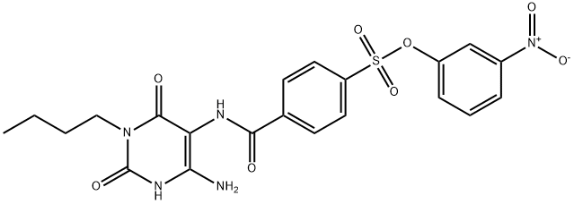 Benzenesulfonic  acid,  4-[[(4-amino-1-butyl-1,2,3,6-tetrahydro-2,6-dioxo-5-pyrimidinyl)amino]carbonyl]-,  3-nitrophenyl  ester 구조식 이미지