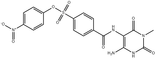 Benzenesulfonic  acid,  4-[[(4-amino-1,2,3,6-tetrahydro-1-methyl-2,6-dioxo-5-pyrimidinyl)amino]carbonyl]-,  4-nitrophenyl  ester 구조식 이미지
