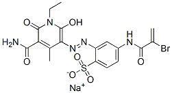 sodium 4-[(2-bromo-1-oxoallyl)amino]-2-[[5-carbamoyl-1-ethyl-1,6-dihydro-2-hydroxy-4-methyl-6-oxo-3-pyridyl]azo]benzenesulphonate Structure