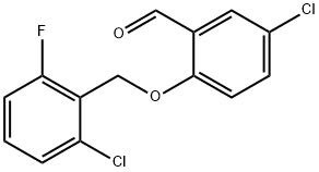 5-CHLORO-2-[(2-CHLORO-6-FLUOROBENZYL)OXY]벤잘데히드 구조식 이미지