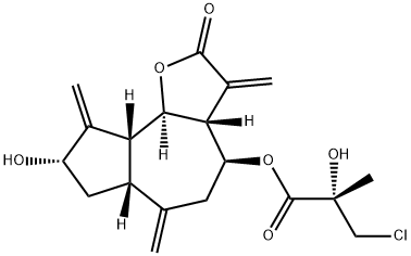 3-Chloro-2-hydroxy-2-methylpropionic acid [dodecahydro-8-hydroxy-3,6,9-tris(methylene)-2-oxoazuleno[4,5-b]furan-4-yl] ester Structure