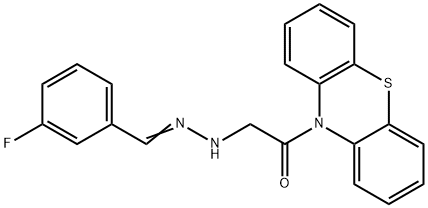 3-Fluorobenzaldehyde (2-oxo-2-(10H-phenothiazin-10-yl)ethyl)hydrazone 구조식 이미지