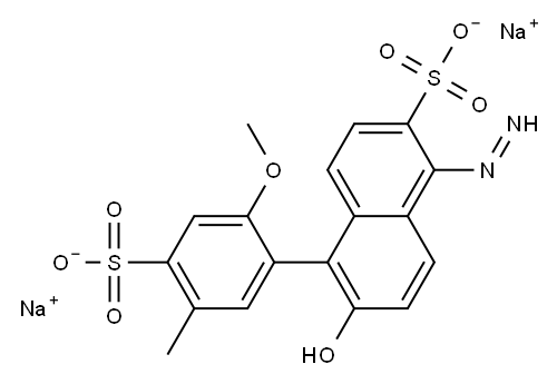 Disodium6-hydroxy-5-(2-methoxy-5-methyl-4-sulfonato-phenyl)diazenyl-naphthalene-2-sulfonate 구조식 이미지