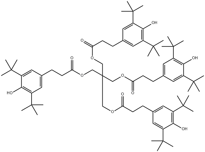테트라키스-[메틸렌 3-(3`,5`-디-t-부틸-4`-하이드록시페닐)프로피오네이트]메탄 구조식 이미지