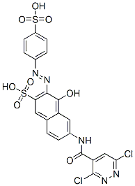 6-(3,6-dichloropyridazine-4-carboxamido)-4-hydroxy-3-[(p-sulphophenyl)azo]naphthalene-2-sulphonic acid Structure