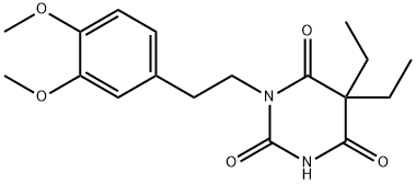 5,5-Diethyl-1-(3,4-dimethoxyphenethyl)barbituric acid 구조식 이미지