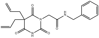 5,5-Diallyl-1-(N-benzylcarbamoylmethyl)-2,4,6(1H,3H,5H)-pyrimidinetrione 구조식 이미지