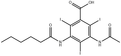 3-Acetylamino-5-(1-oxohexylamino)-2,4,6-triiodobenzoic acid Structure