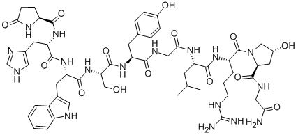 PGLU-HIS-TRP-SER-TYR-GLY-LEU-ARG-HYP-GLY-NH2 Structure