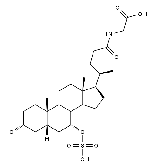 N-[(3a,5b,7a)-3-hydroxy-24-oxo-7-(sulfooxy)cholan-24-yl]-glycine 구조식 이미지