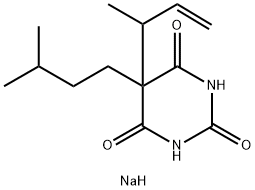 5-Isopentyl-5-(1-methyl-2-propenyl)-2-sodiooxy-4,6(1H,5H)-pyrimidinedione 구조식 이미지