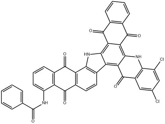 N-(7,9-dichloro-6,11,14,19,20,21-hexahydro-5,11,14,19,21-pentaoxo-5H-naphtho[2,3-c]naphth[2',3':6,7]indolo[3,2-a]acridin-15-yl)benzamide  구조식 이미지