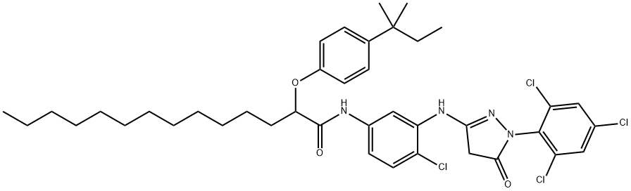 N-[4-chloro-3-[[4,5-dihydro-5-oxo-1-(2,4,6-trichlorophenyl)-1H-pyrazol-3-yl]amino]phenyl]-2-(4-tert-pentylphenoxy)myristamide 구조식 이미지