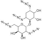 (3R,4R,6R)-5-AZIDO-2-AZIDOMETHYL-6-((1S,2S,4S)-4,6-DIAZIDO-2,3-DIHYDROXY-CYCLOHEXYLOXY)-TETRAHYDRO-PYRAN-3,4-DIOL Structure