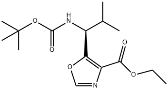(S)-ETHYL 5-(1-(TERT-BUTOXYCARBONYLAMINO)-2-METHYLPROPYL)OXAZOLE-4-CARBOXYLATE Structure