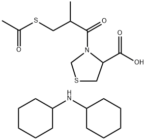 dicyclohexylammonium 3-[3-(acetylthio)-2-methylpropionyl]thiazolidine-4-carboxylate 구조식 이미지