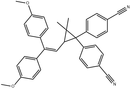 4,4'-[3-[2,2-Bis(4-methoxyphenyl)vinyl]-2,2-dimethylcyclopropane-1,1-diyl]bisbenzonitrile 구조식 이미지