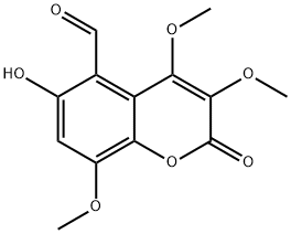 6-Hydroxy-3,4,8-trimethoxy-2-oxo-2H-1-benzopyran-5-carbaldehyde 구조식 이미지