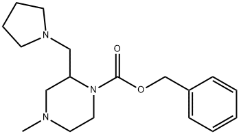 4-METHYL-2-PYRROLIDIN-1-YLMETHYL-PIPERAZINE-1-CARBOXYLIC ACID BENZYL ESTER
 Structure