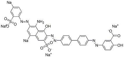 5-[[4'-[[8-Amino-1-hydroxy-7-[(4-sodiosulfophenyl)azo]-5-sodiosulfo-2-naphthalenyl]azo]-1,1'-biphenyl-4-yl]azo]-2-hydroxybenzoic acid sodium salt 구조식 이미지