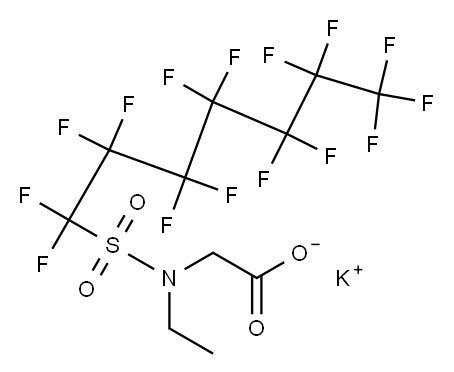N-에틸-N-((펜타데카플루오르헵틸)설포닐)글리신, 칼륨 염 구조식 이미지