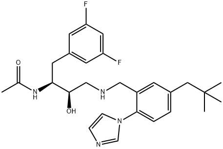 AcetaMide, N-[(1S,2R)-1-[(3,5-difluorophenyl)Methyl]-3-[[[5-(2,2-diMethylpropyl)-2-(1H-iMidazol-1-yl)phenyl]Methyl]aMino]-2-hydroxypropyl]- 구조식 이미지