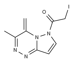 4,6-Dihydro-6-(iodoacetyl)-3-methyl-4-methylenepyrazolo[5,1-c][1,2,4]triazine Structure