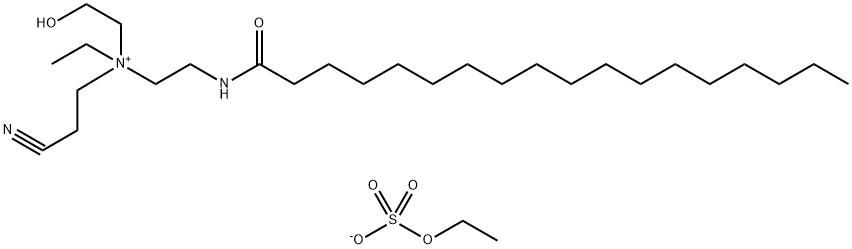 (2-cyanoethyl)ethyl(2-hydroxyethyl)[2-[(1-oxooctadecyl)amino]ethyl]ammonium ethyl sulphate  Structure