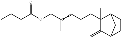 2-methyl-5-(2-methyl-3-methylenebicyclo[2.2.1]hept-2-yl)pent-2-enyl butyrate 구조식 이미지