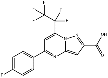 5-(4-fluorophenyl)-7-(1,1,2,2,2-pentafluoroethyl)pyrazolo[1,5-a]pyrimidine-2-carboxylic acid 구조식 이미지