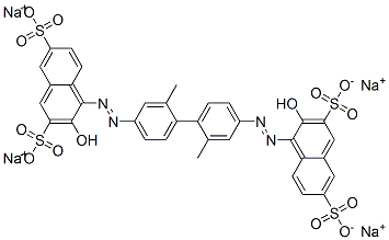 tetrasodium 4,4'-[(2,2'-dimethyl[1,1'-biphenyl]-4,4'-diyl)bis(azo)]bis[3-hydroxynaphthalene-2,7-disulphonate  Structure