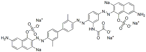N-[5-[(7-Amino-1-hydroxy-3-sodiosulfo-2-naphthalenyl)azo]-2-[[4'-[(7-amino-1-hydroxy-3-sodiosulfo-2-naphthalenyl)azo]-3,3'-dimethyl[1,1'-biphenyl]-4-yl]azo]phenyl]oxamidic acid sodium salt 구조식 이미지