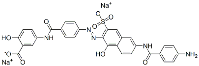 disodium 5-[[4-[[6-[(4-aminobenzoyl)amino]-1-hydroxy-3-sulphonato-2-naphthyl]azo]benzoyl]amino]salicylate 구조식 이미지