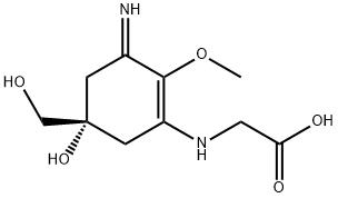 N-[5-Hydroxy-5-(hydroxymethyl)-3-imino-2-methoxy-1-cyclohexen-1-yl]glycine Structure