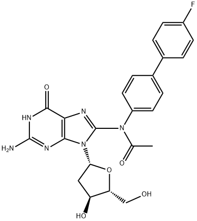 Guanosine, 8-(acetyl(4'-fluoro(1,1'-biphenyl)-4-yl)amino)-2'-deoxy- 구조식 이미지