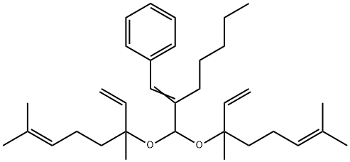[2-[bis[(1,5-dimethyl-1-vinyl-4-hexenyl)oxy]methyl]-1-heptenyl]benzene 구조식 이미지