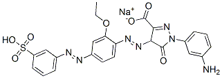 1H-Pyrazole-3-carboxylic acid, 1-(3-aminophenyl)-4-((2-ethoxy-4-((3-su lfophenyl)azo)phenyl)azo)-4,5-dihydro-5-oxo-, monosodium salt Structure